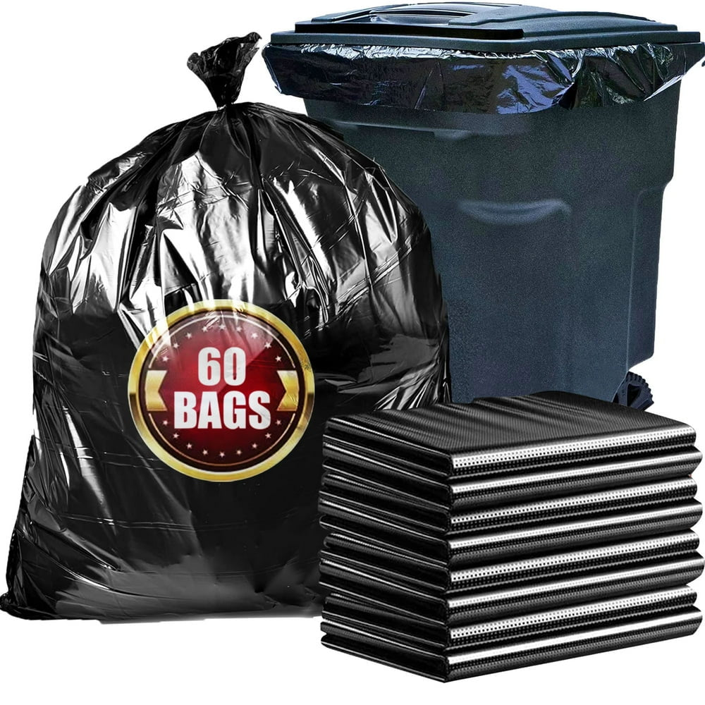 40-45 Gallon Trash Bags, 1.5Mil, Black Heavy Duty Garbage Can Liners 36&#039;&#039; X 44&#039;&#039; (60 Count)