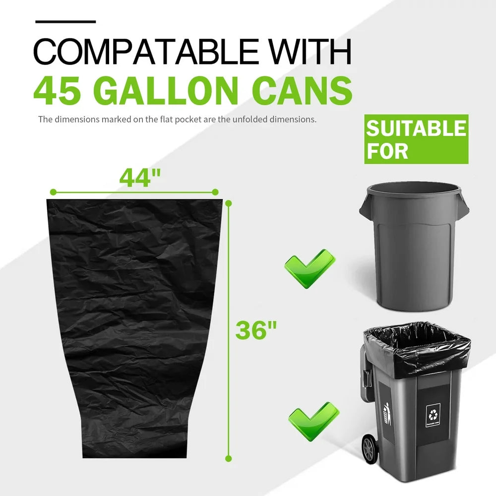 40-45 Gallon Trash Bags, 1.5Mil, Black Heavy Duty Garbage Can Liners 36&#039;&#039; X 44&#039;&#039; (60 Count)