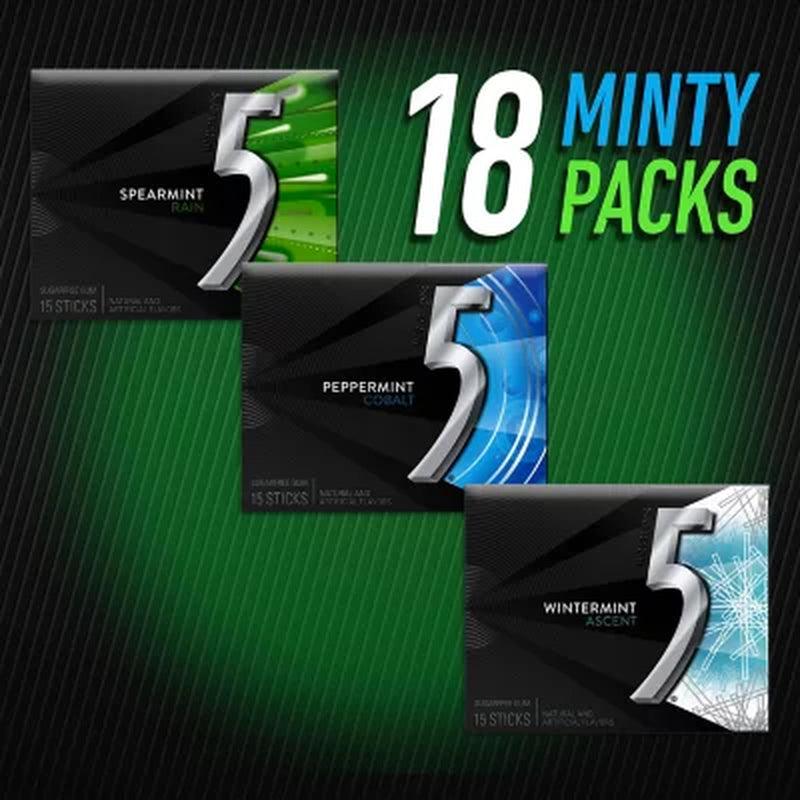 Wrigley'S 5 Gum Mint Sugar-Free Chewing Gum Bulk Variety Pack (15 Pc., 18 Pk.)