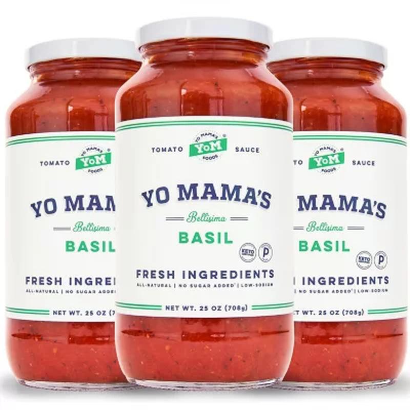 Yo Mama'S Foods Low-Sodium Pasta Sauce, Tomato Basil (25 Oz., 3 Pk.)