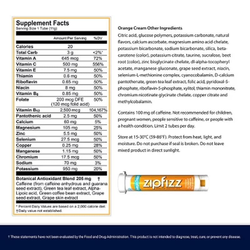 Zipfizz Energy Drink Mix, Orange Cream (20 Ct.)