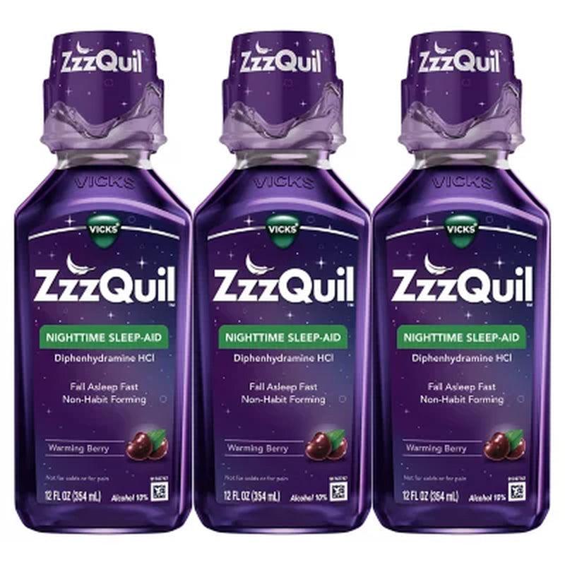 Zzzquil Nighttime Sleep-Aid, Berry Flavor (12 Fl. Oz., 3 Pk.)