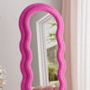 VLUSH Wavy Full Length Mirror, Freestanding Floor Mirror with Stand, 63"X24" Wall Mounted Mirror for Bedroom (Pink)