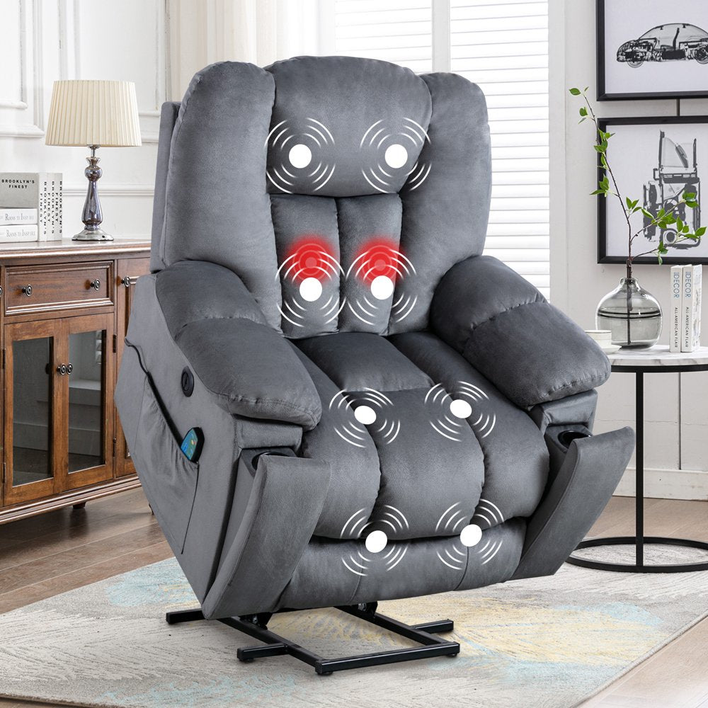 Bonzyhome Large Power Lift Chair Recliner for Elderly, Heavy Duty Electric Lift Recliner with Massage,For Tall Men,Gray