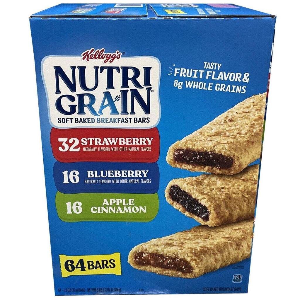 Kellogg'S Cereal Bars Nutri-Grain Breakfast Bars Strawberry Blueberry 64 Count