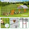 SINGES Large Metal Chicken Coop, 130''X40'' Chicken Cage Hen House with Waterproof Cover