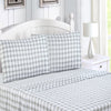 Your Zone Kids/Teens Soft Microfiber Sheet Set, Gingham Gray Stripe, Full, 4 Pieces, Easy Care