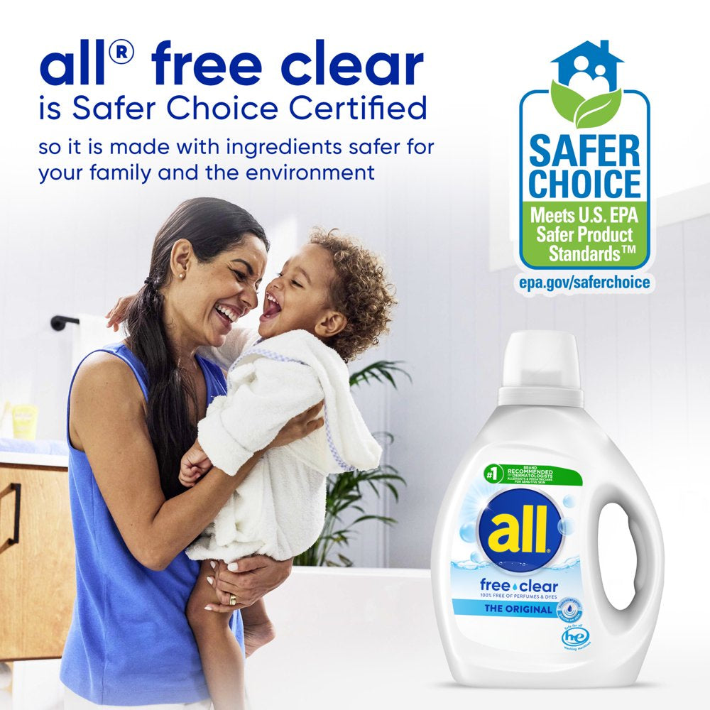 All Liquid Laundry Detergent, Free Clear for Sensitive Skin, 184.5 Ounce, 123 Loads