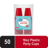 Great Value Everyday Disposable Plastic Cups, Red, 18 Oz, 50 Count