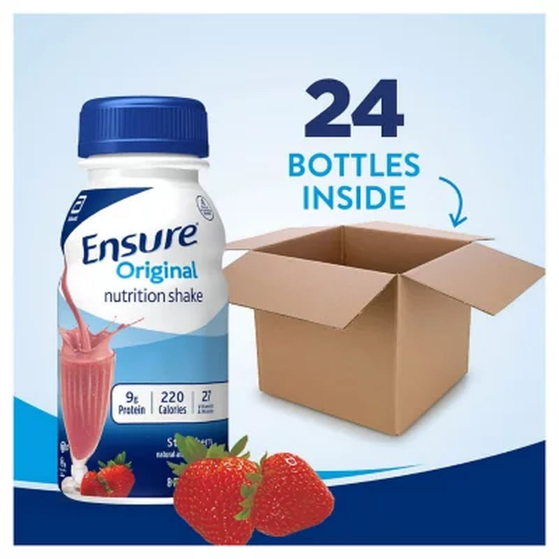 Ensure Original Nutrition Shake, Small Meal Replacement Shake, Strawberry (8 Fl. Oz., 24 Ct.)