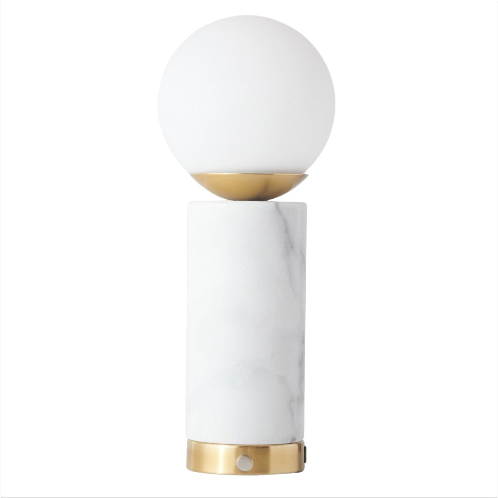 Brightech Aspen LED Table Lamp with USB Port, Marble Base, and Glass Shade