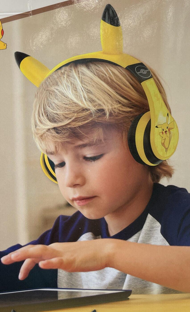 Ekids - Pokemon Pikachu Bluetooth Headphones - Foldable- Bonus Detachable Cord!