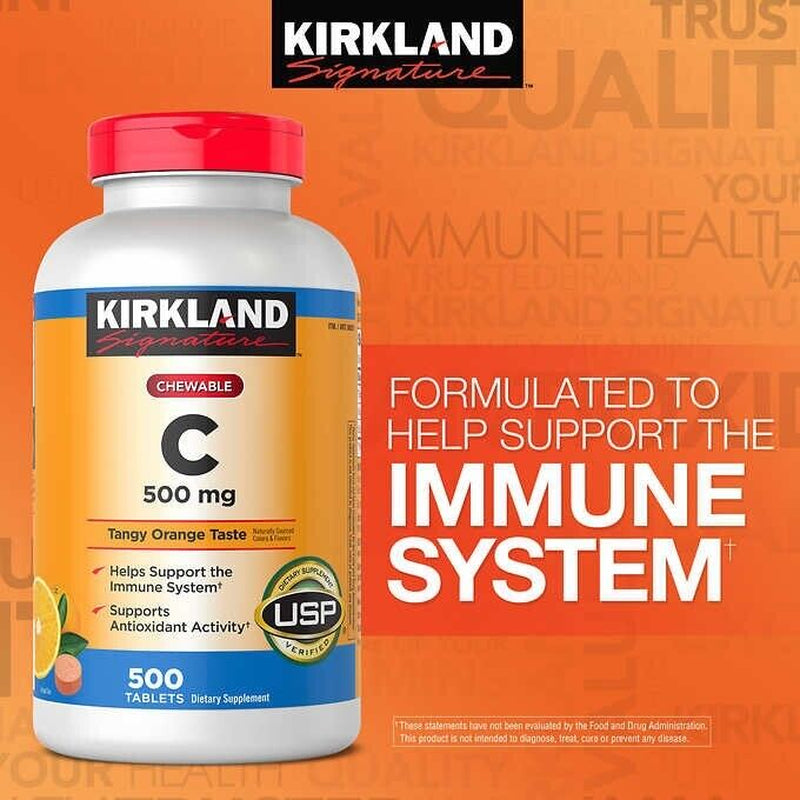 Kirkland Signature Chewable Tangy Orange Taste Vitamin C 500 Mg., 500 Tablets