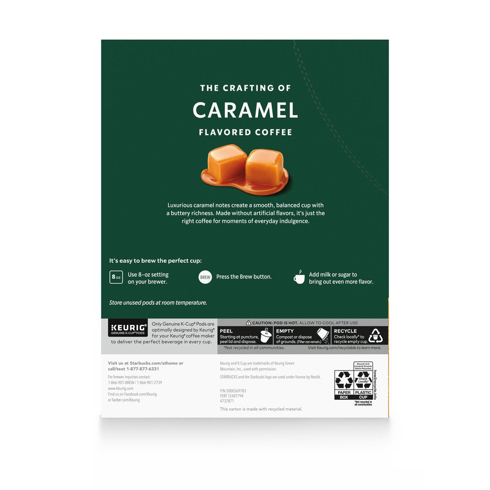 Starbucks Caramel Naturally Flavored Coffee, Keurig K-Cup Coffee Pods, 22 Count