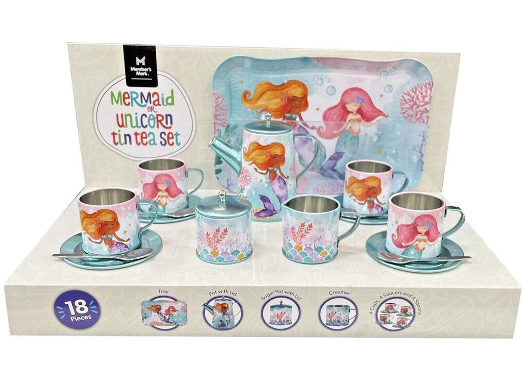 Member Mark Mermaid Tin Tea Set 18 Pieces Ages 3+