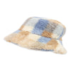 Time and Tru Teddy Sherpa Bucket Hat Plaid Pattern Neutral Color One Size