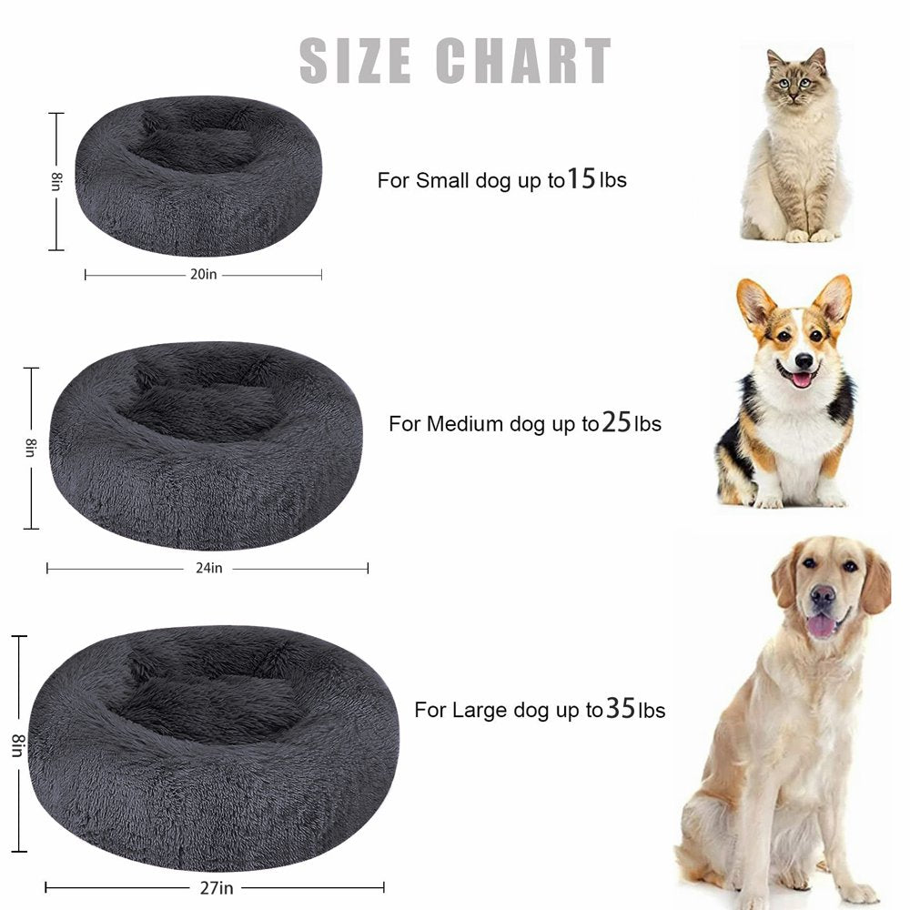 Nisrada Calming Donut Pet Bed for Dogs & Cats,24 Inch Dog Bed for Small Melium Large Dogs, Washable-Round Pet Bed for Puppy and Kitten with Slip-Resistant Bottom (24 Inch, Dark Gray)