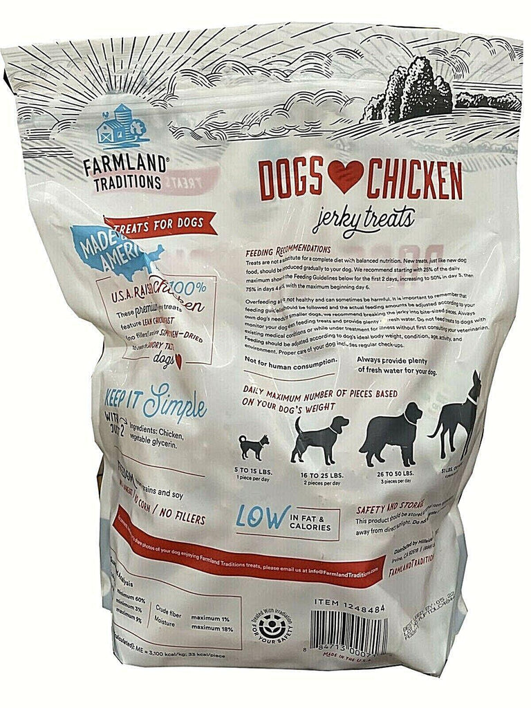 Farmland Traditions 948687 Chicken Jerky Treats for Dogs - 3 Lbs.