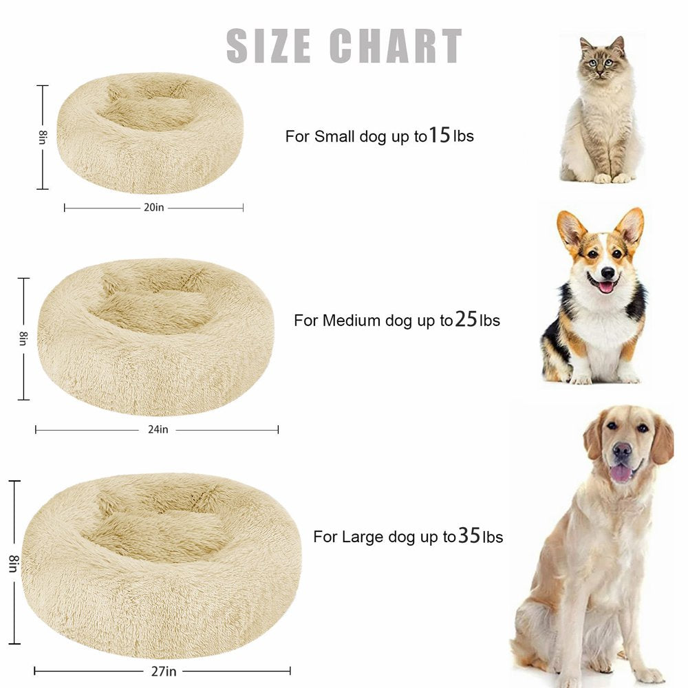 Nisrada Calming Donut Pet Bed for Dogs & Cats, 27 Inch Dog Bed for Large Dogs, Washable-Round Pet Bed for Puppy and Kitten