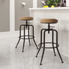 Homy Casa Adjustable Height Barstools Swivel Counter Bar Stool, Set of 2, round Faux Leather, Upholstery Brown