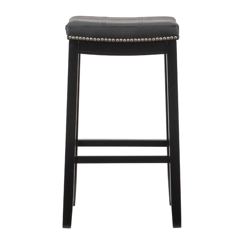 Linon Claridge 32" Backless Indoor Bar Stool, Black with Black Faux Leather, Includes 1 Stool