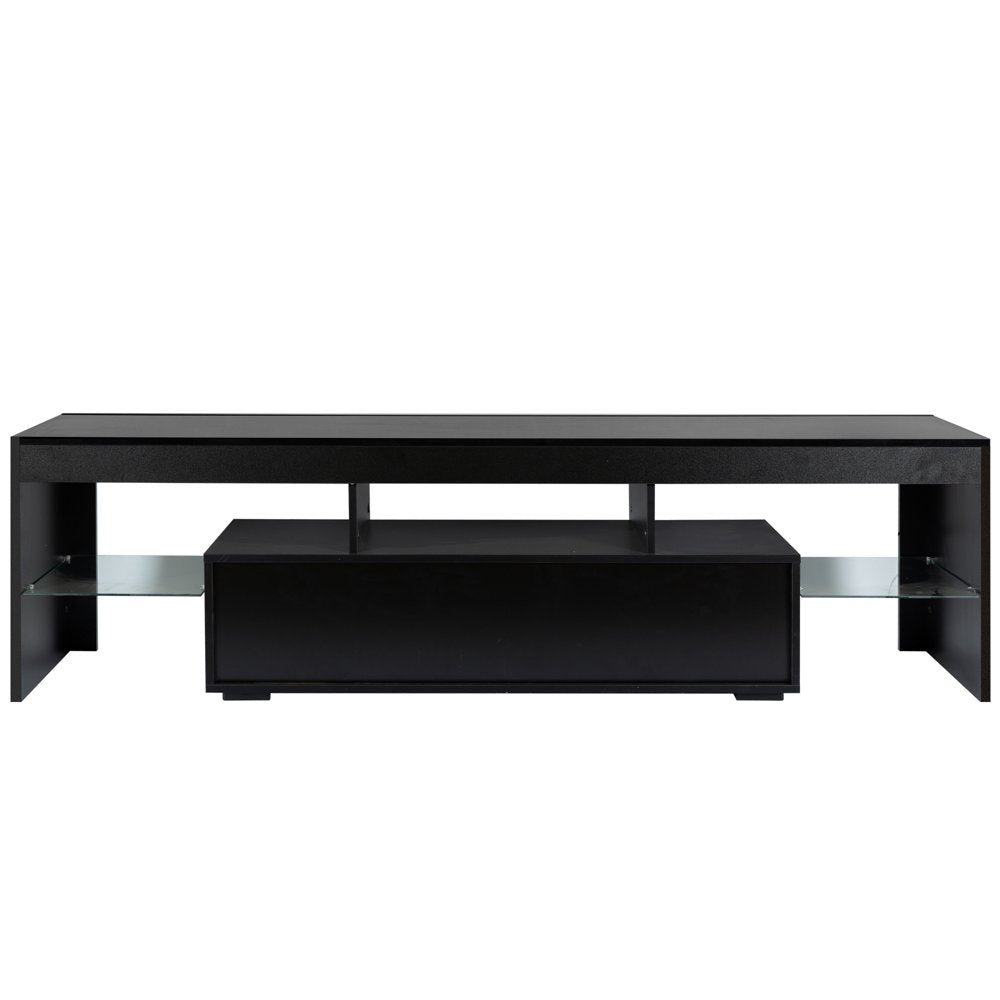 Uhomepro TV Stand for Tvs up to 80", Living Room Entertainment Center with RGB LED Lights, APP and Remote Control, Black High Gloss TV Cabinet Console Table