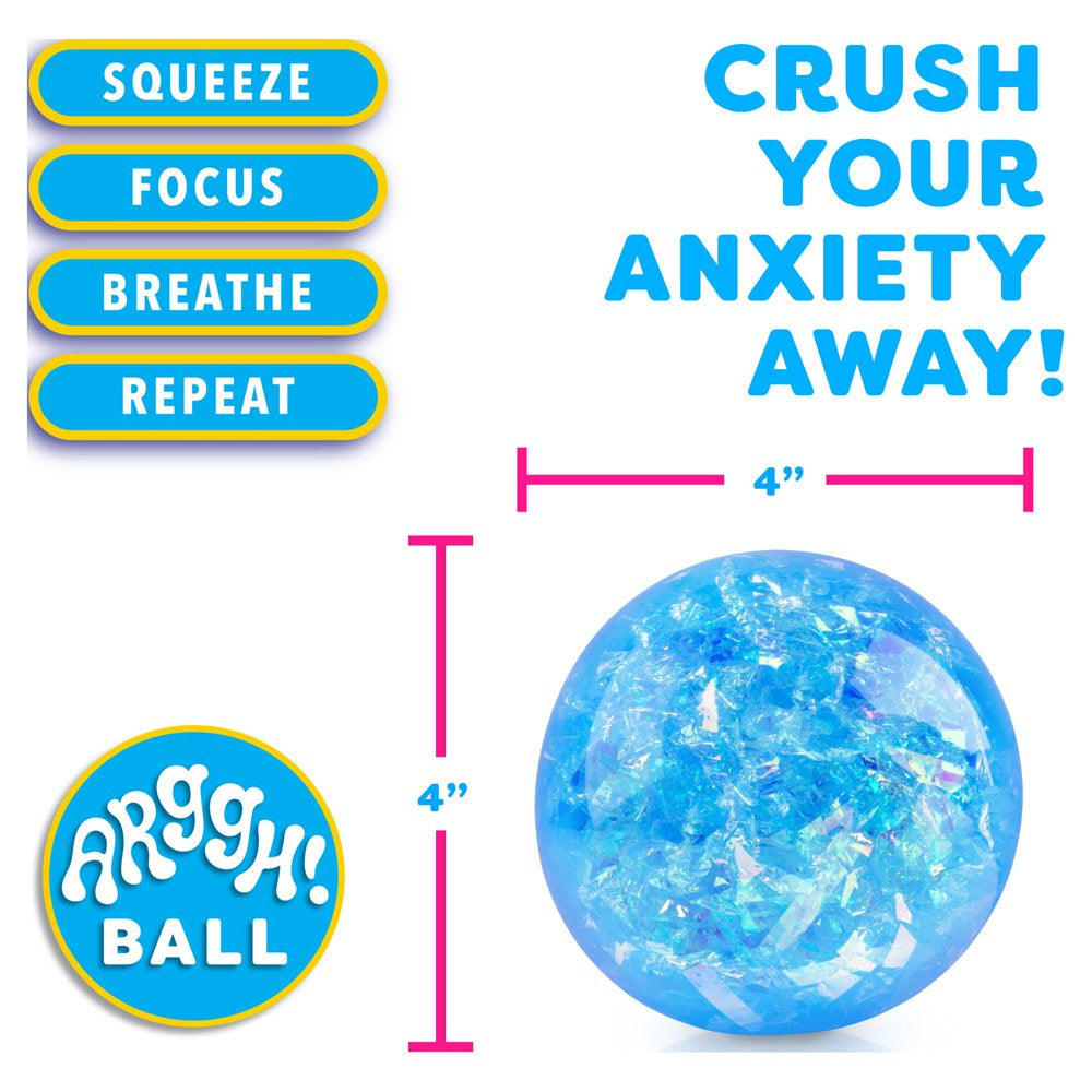 Power Your Fun Blue Squishy Glitter Fidget Stress Balls - Sensory Travel Toys