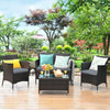 Costway 8PCS Rattan Patio Furniture Set Cushioned Sofa Chair Coffee Table Garden Grey