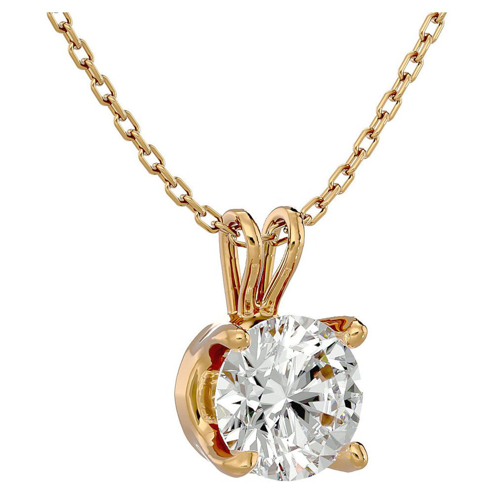 Superjeweler 1 Carat Moissanite Necklace 14K Yellow Gold for Female