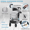 Kinder King 2 in 1 Convertible Baby Stroller, Folding Infant Newborn Reversible Bassinet Pram, Light Grey