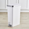 Better Homes & Gardens 10.5 Gallon Trash Can, Plastic Slim Step on Kitchen Trash Can, White