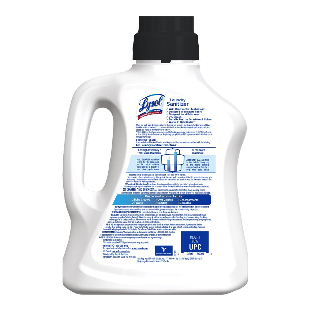 Lysol Sport Laundry Sanitizer Additive, Sanitizing Liquid for Gym Clothes and Activewear, Eliminates Odor Causing Bacteria, 90Oz