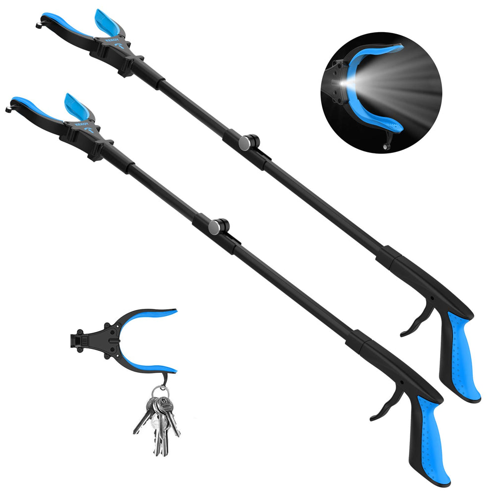 Kekoy Grabber Reaching Tool, 2 Pack 32" Foldable Trash Pickup Reacher for the Disabled, Blue