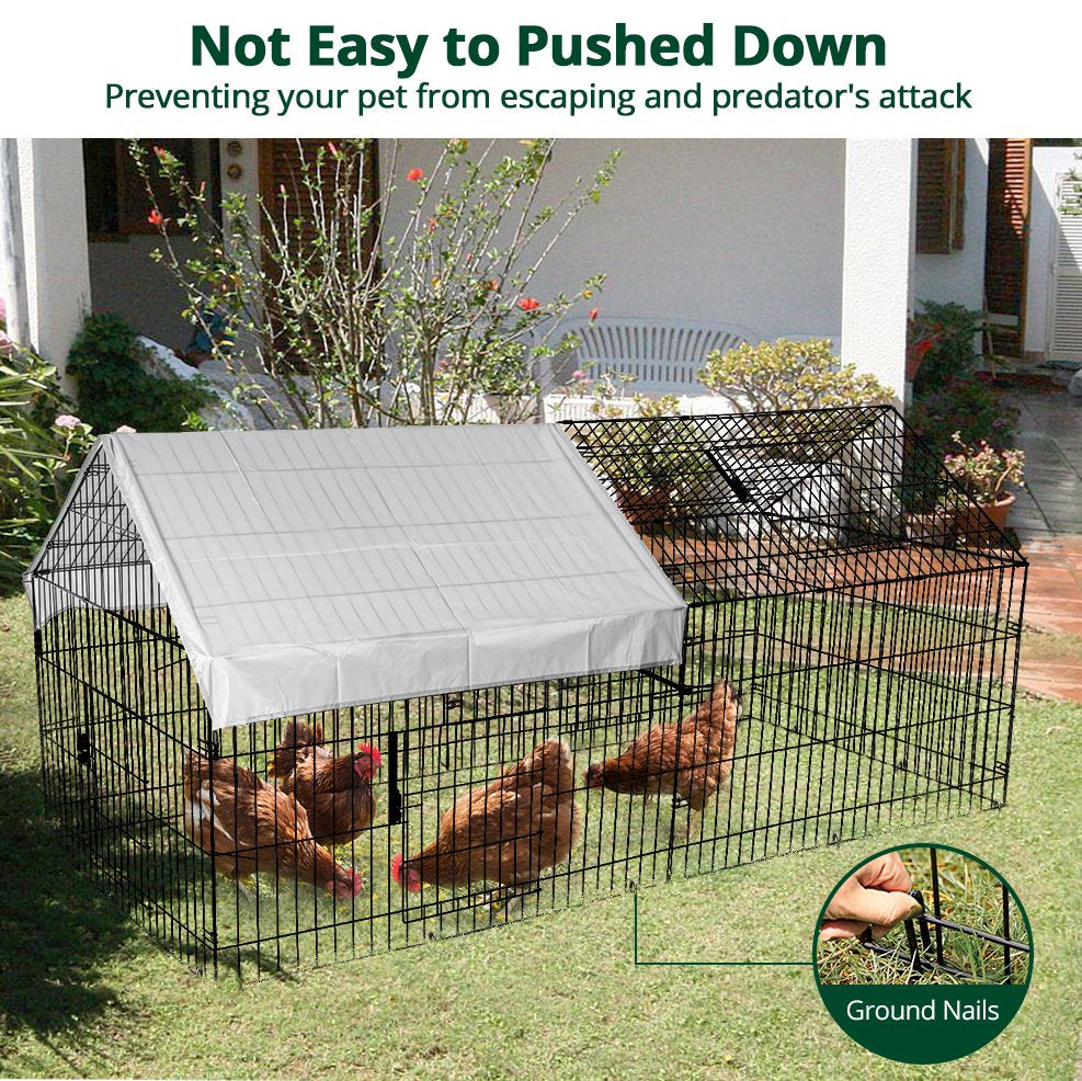 Pawgiant 86''X40''Chicken Coop Large Metal Chicken Cage House Waterproof