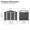 6' X 4' Outdoor Metal Storage Shed, Tools Storage Shed, Galvanized Steel Garden Shed with Lockable Doors, Outdoor Storage Shed for Backyard, Patio, Lawn, D8311