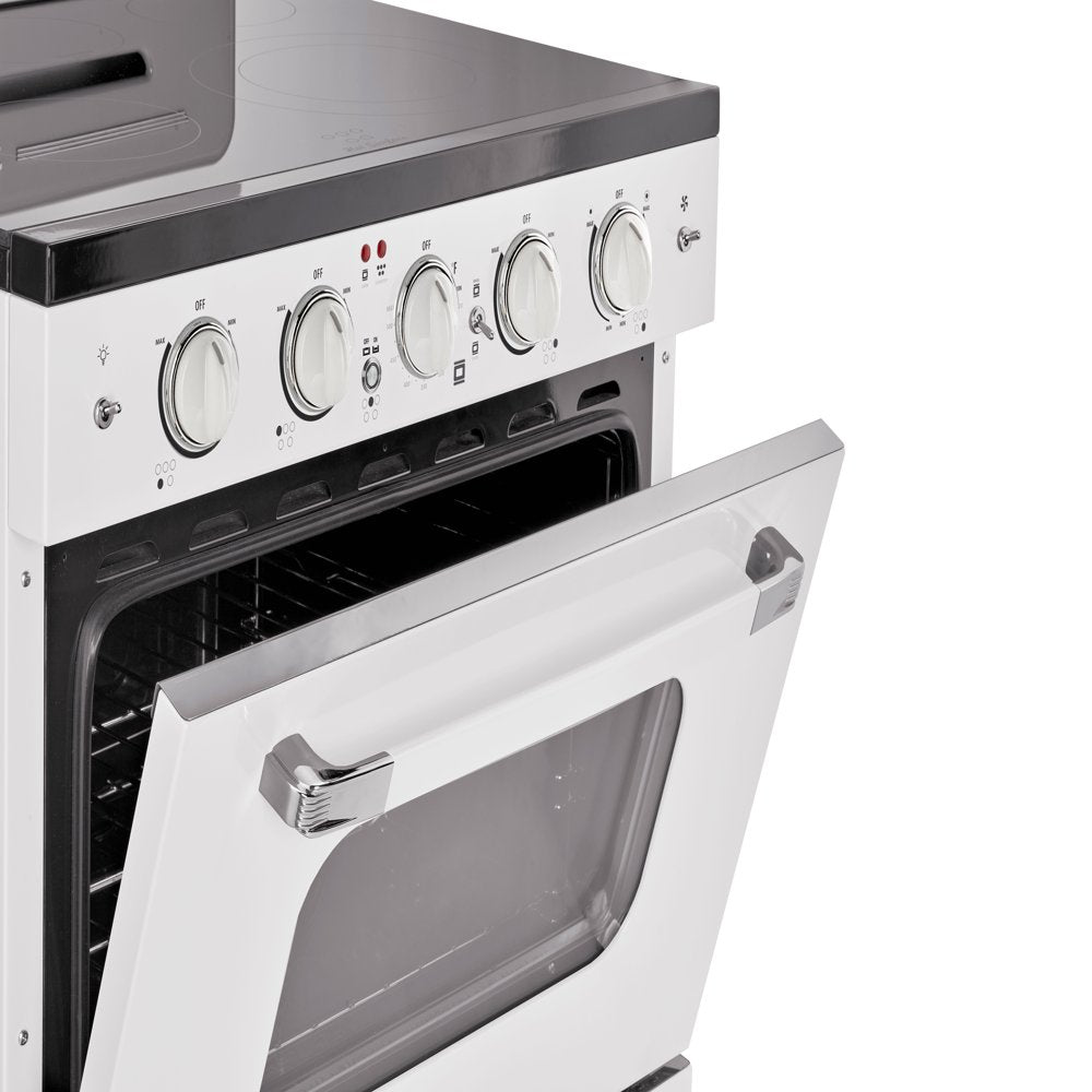 Unique Classic Retro 30" 3.9 Cu/Ft Freestanding 5-Element Electric Range with Convection Oven in Marshmallow White