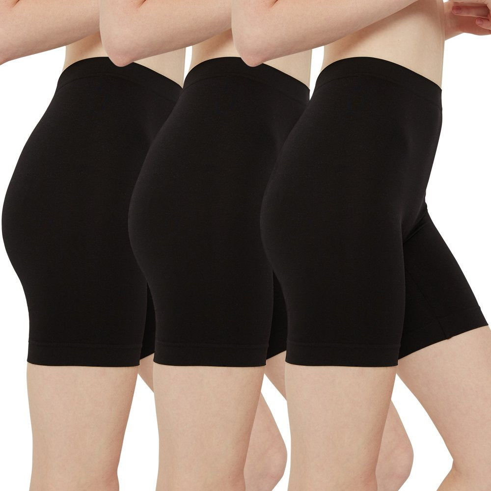 INNERSY Women'S Black Slip Shorts for under Dresses High Waisted Summer Shorts 3 Pack (L, Black)