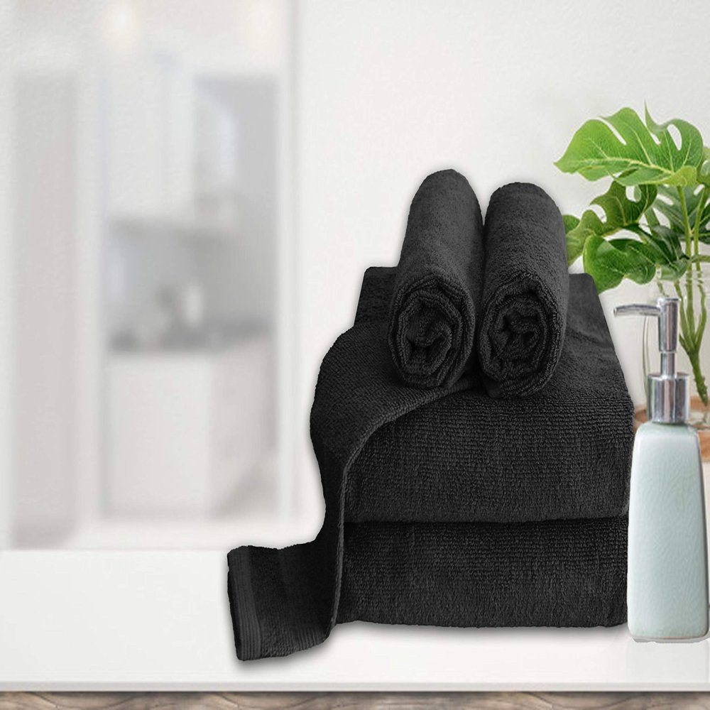 BELIZZI HOME 8 Piece Towel Set 100% Ring Spun Cotton, 2 Bath Towels 27X54, 2 Hand Towels 16X28 and 4 Washcloths 13X13 - Ultra Soft Highly Absorbent Machine Washable Hotel Spa Quality - Charcoal Grey