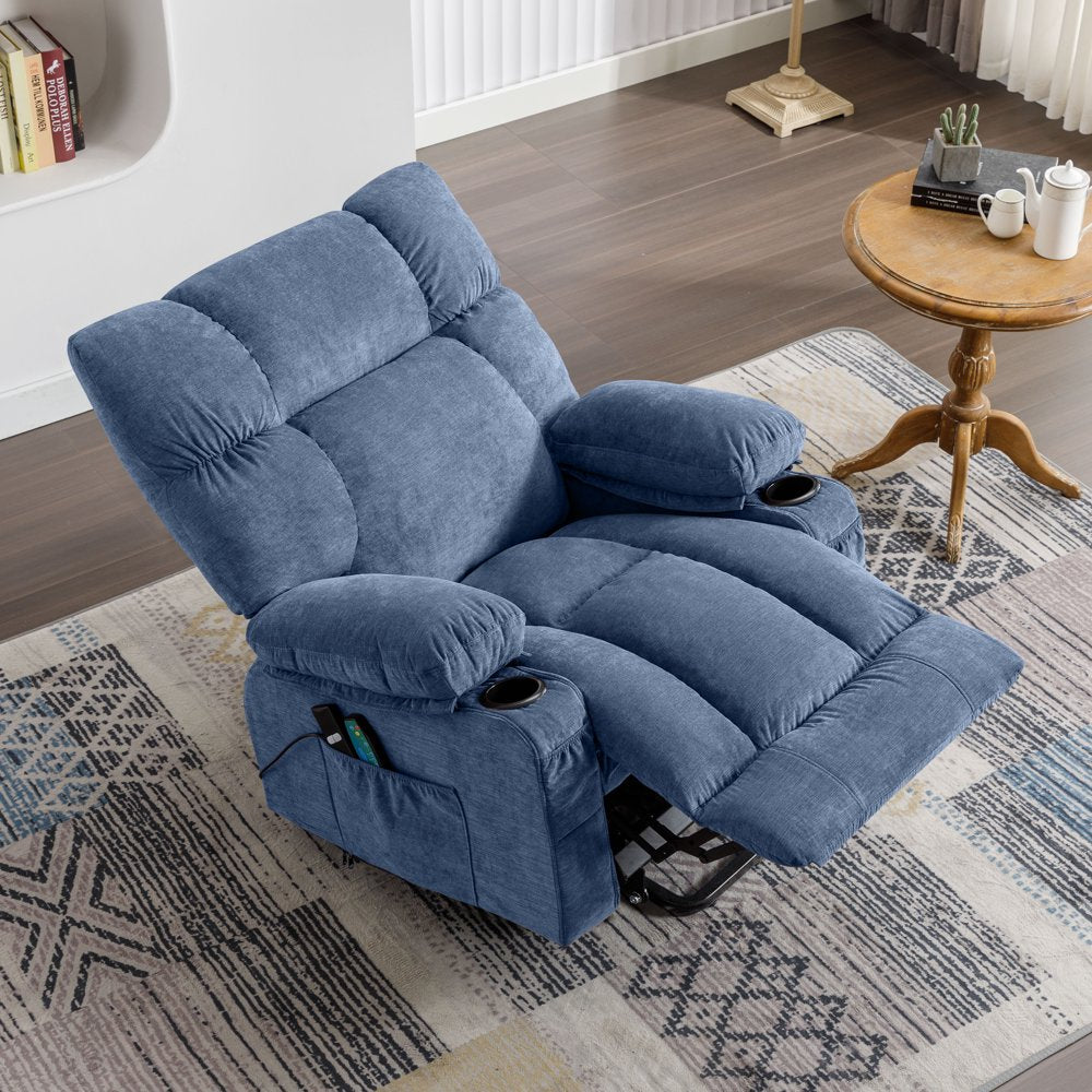 JONPONY Power Lift Recliner Chair Recliners for Elderly with Heat and Massage Recliner Chair for Living Room with Infinite Position and Side Pocket,Usb Charge Port,Blue