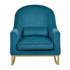 Modrn Glam Velvet Rocking Chair with Lumbar Pillow, Teal/Satin Brass