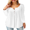 Amoretu Women'S Long Sleeve Henley Shirt Casual Button up Tunic Tops (White, L)