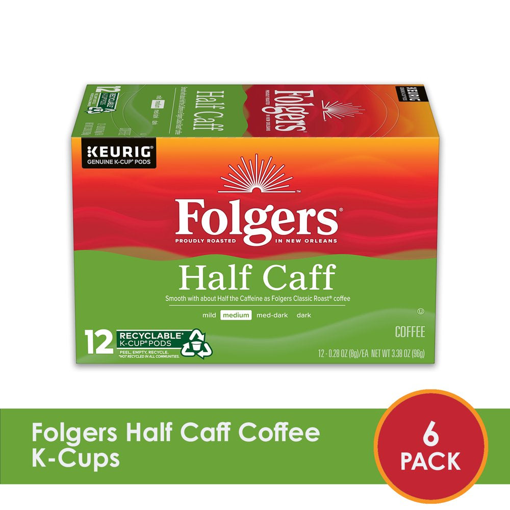 Folgers Half Caff Coffee Keurig K-Cup Pods, 72 Count