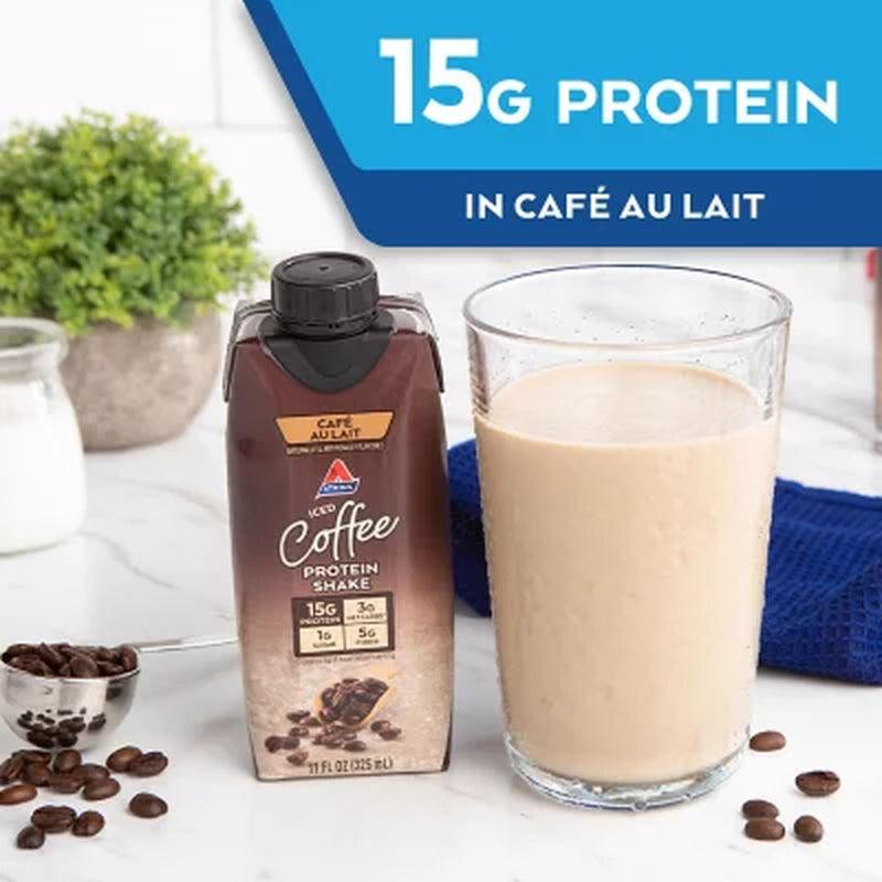 Atkins Gluten Free Protein-Rich Shake, Café Au Lait, Keto Friendly (15 Pk.)