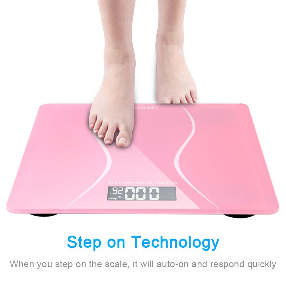 Ktaxon Bathroom Weight Scale, Highly Accurate Digital Bathroom Body Scale, Measures Weight up to 180Kg/396 Lbs., Pink