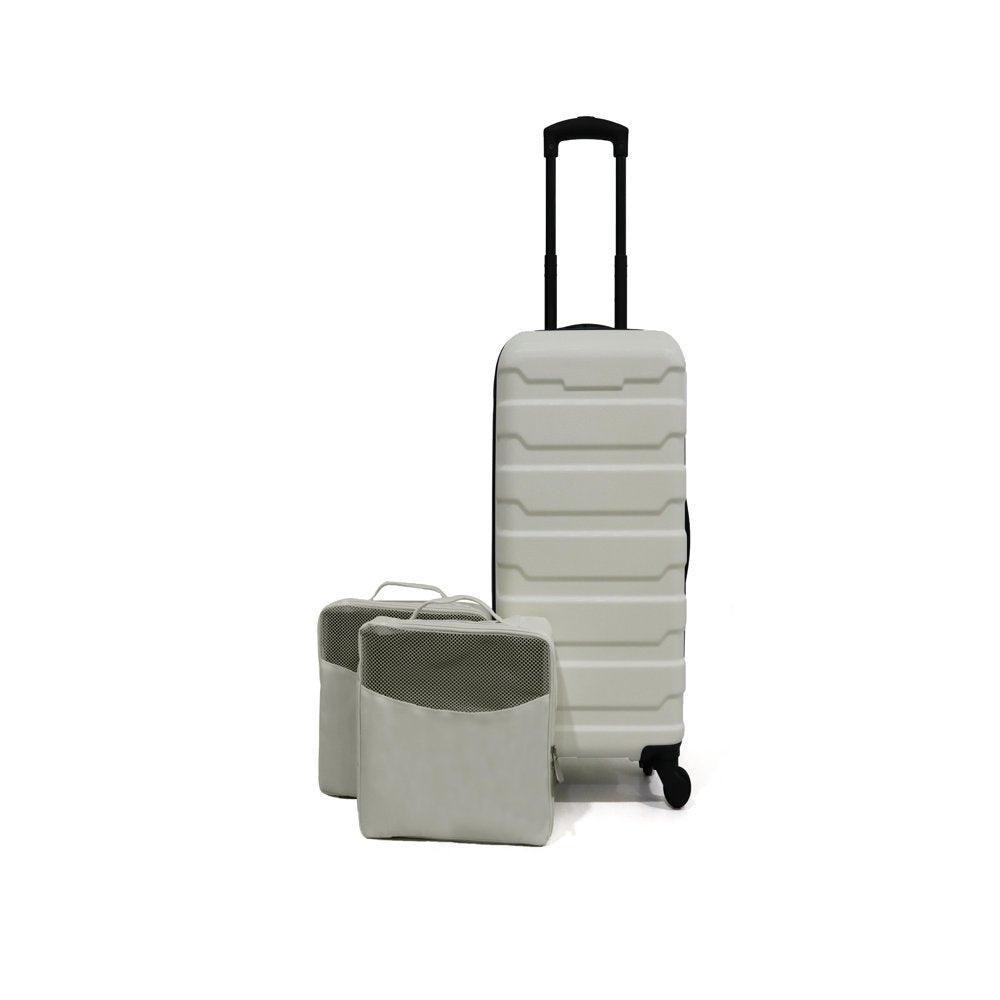 Protege 1 Piece 20" Hardside Carry-On ABS Luggage with 2 Packing Cubes; White