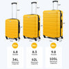 3 Piece Luggage Sets Hard Shell Suitcase Set with Spinner Wheels for Travel Trips Business 20" 24" 28", Yellow