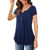 Amoretu Women'S round Neck Henley Shirts Short Sleeve Tops Casual Tunic (Navy, S)