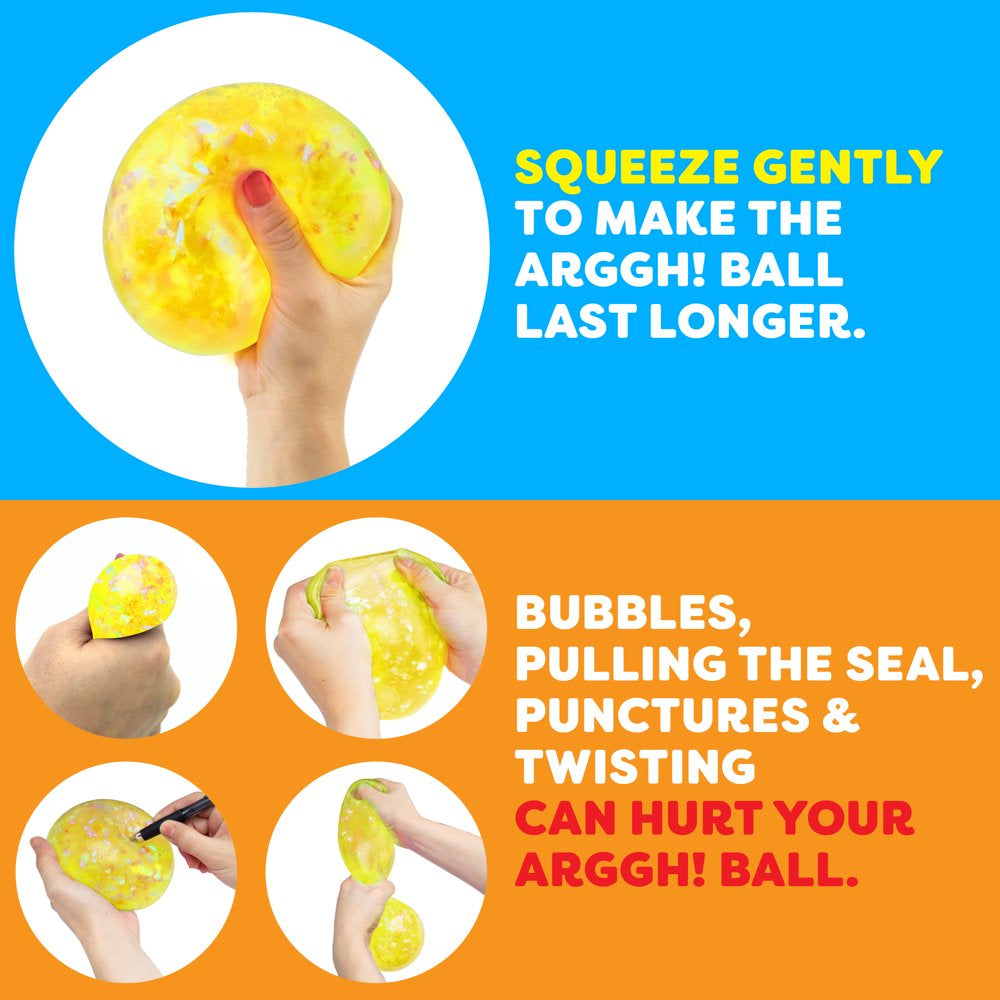 Power Your Fun Yellow Squishy Glitter Fidget Stress Balls - Sensory Travel Toys