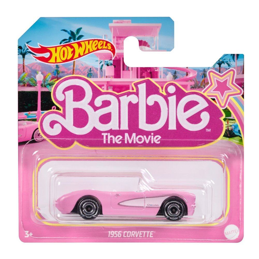 Hot Wheels Barbie Car, Die-Cast Pink Corvette in 1:64 Scale from Barbie the Movie