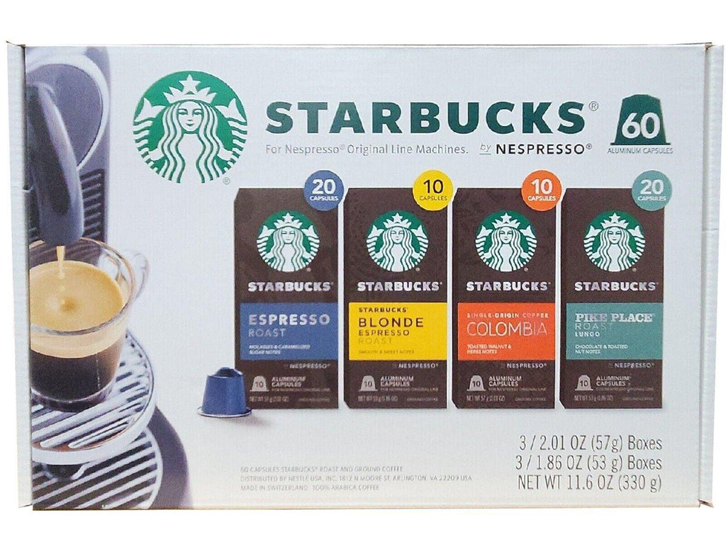 Starbucks Nespresso Variety Pack Coffee Capsules Espresso, Blonde, Pike 60 Cap